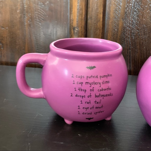 Rae Dunn WITCH’S BREW Double Sided Ceramic Cauldron Mug with Recipe - Purple - Picture 2 of 13